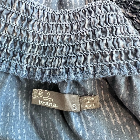 PRANA CHRYSSA OFF THE SHOULDER TOP IN BLUE SPRINKLE RUFFLE SLEEVE SZ S - Picture 6 of 8